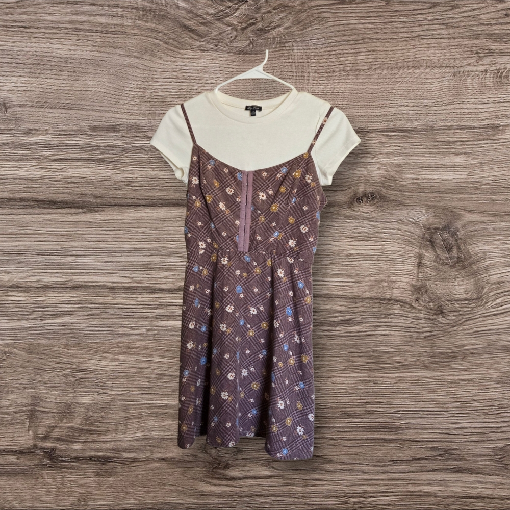 Lily Rose PurPlaid Dress with Cream Tee